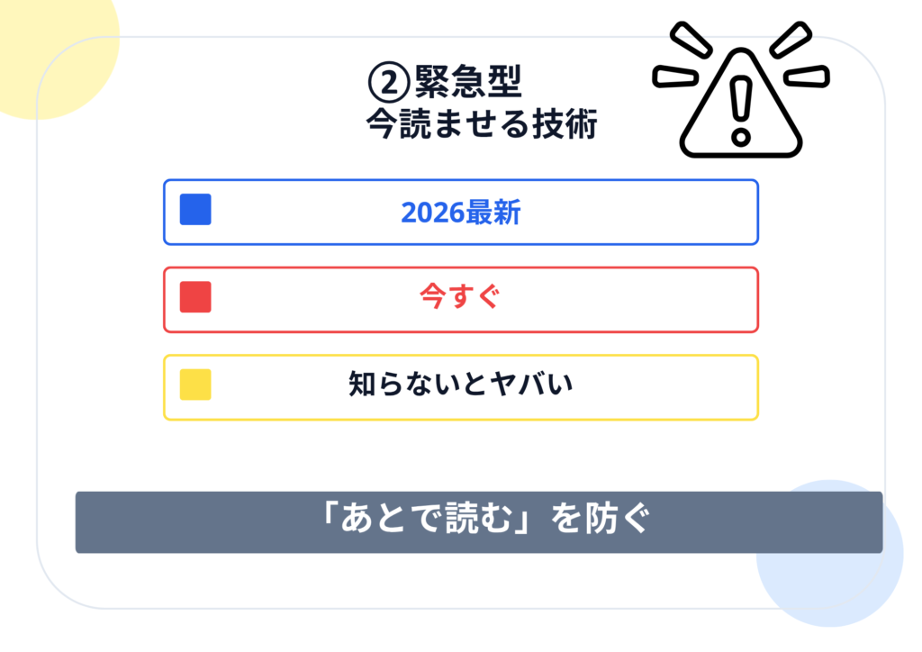 ②緊急型　 今読ませる技術