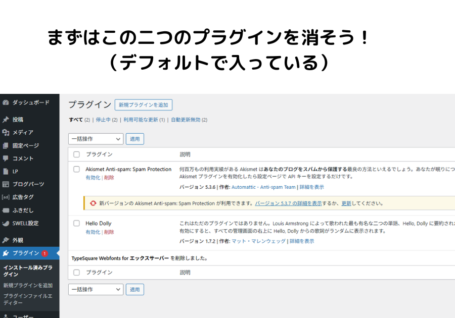 まずこのプラグインを消そう